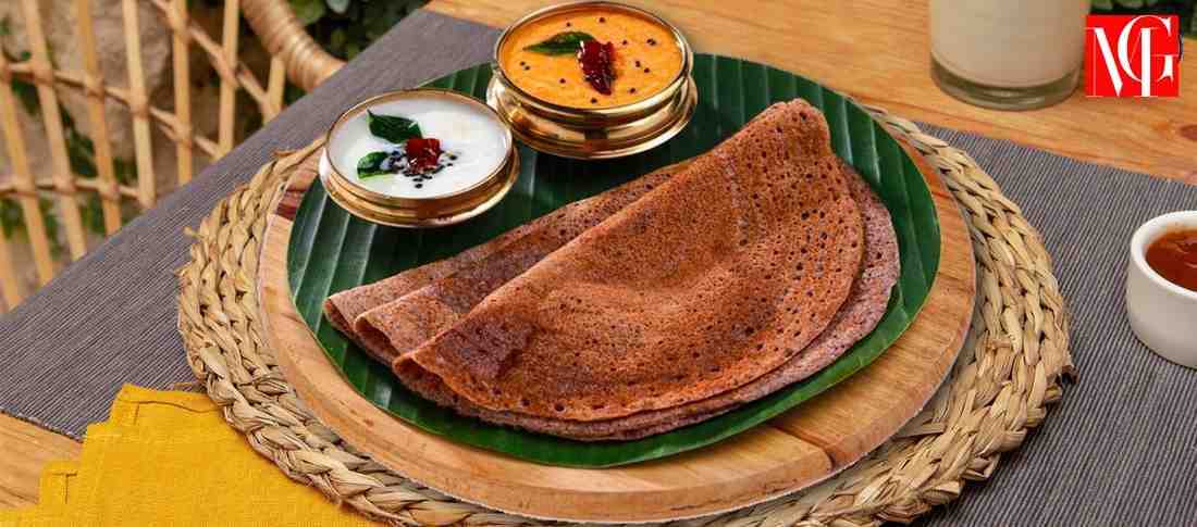 Ragi Dosa - A nutritious twist on the traditional dosa, made with finger millet flour. Why it’s healthy: High in calcium, fiber, and ideal for weight loss. Great for: Diabetics and growing children.