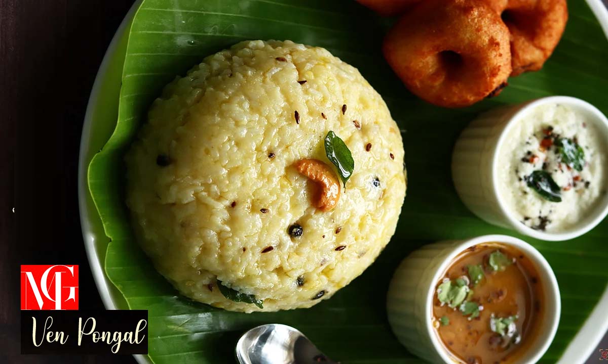 Ven Pongal - A savory porridge made with rice and moong dal, tempered with ghee, cumin, pepper, and ginger. Why it’s healthy: Protein-rich, soothing, and ideal for winter mornings. Perfect with: Coconut chutney and gothsu.
