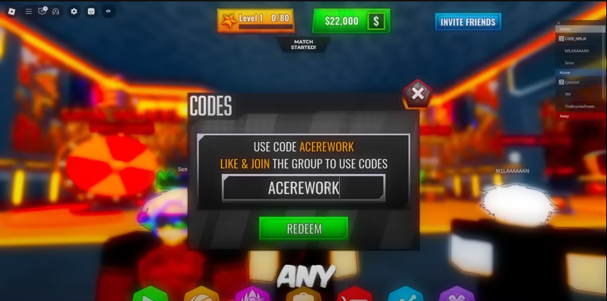 Basketball Ace rework codes redeem section